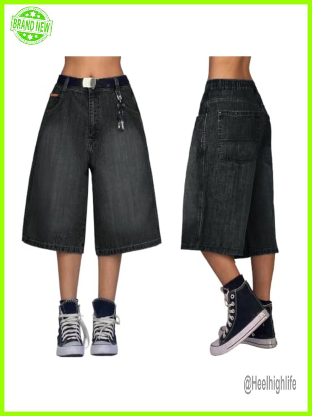 Wide Leg Baggy Jorts Bermuda Denim Shorts Mid Rise Women